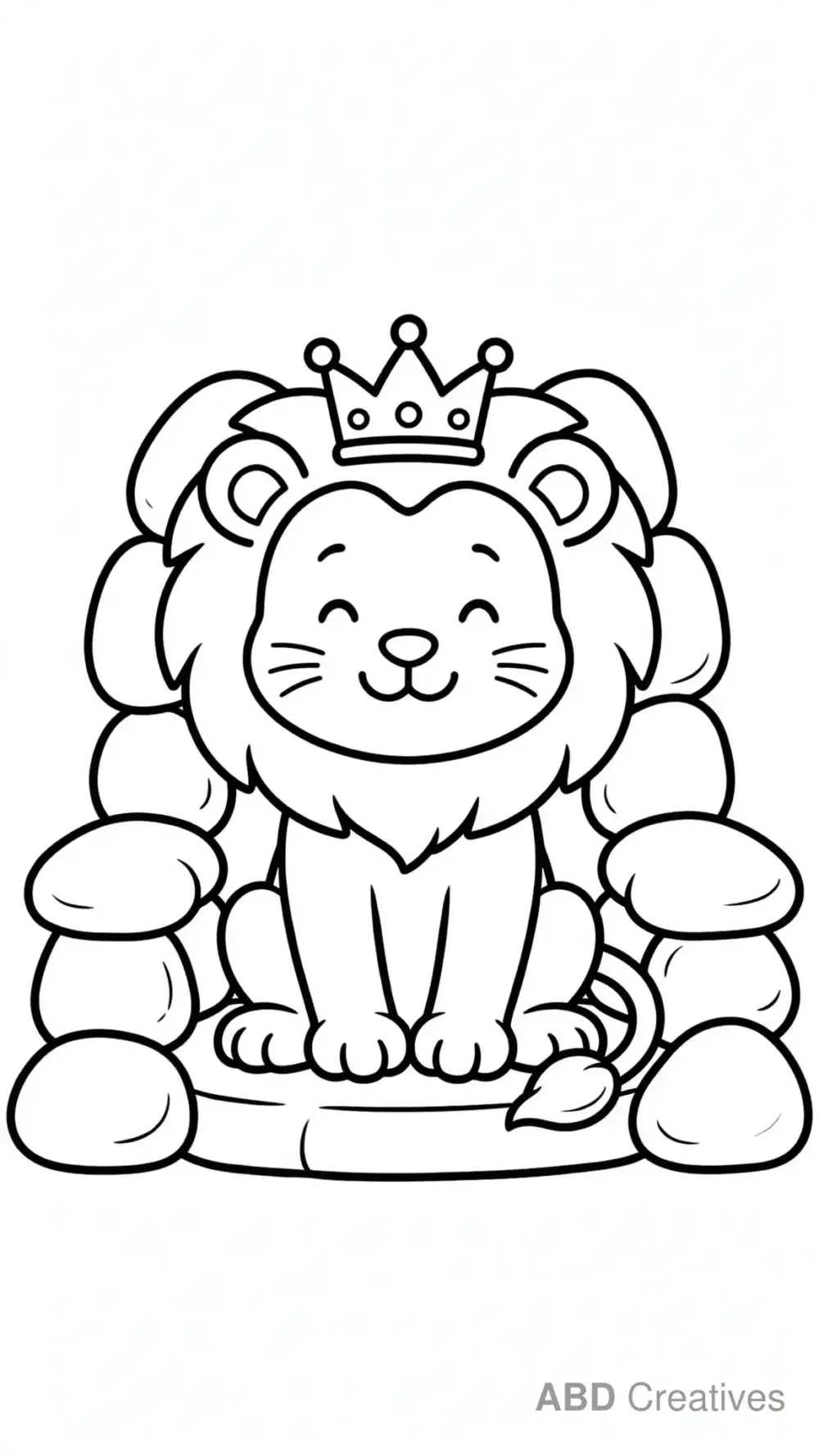 Lion Wearing a Golden Crown Coloring Page