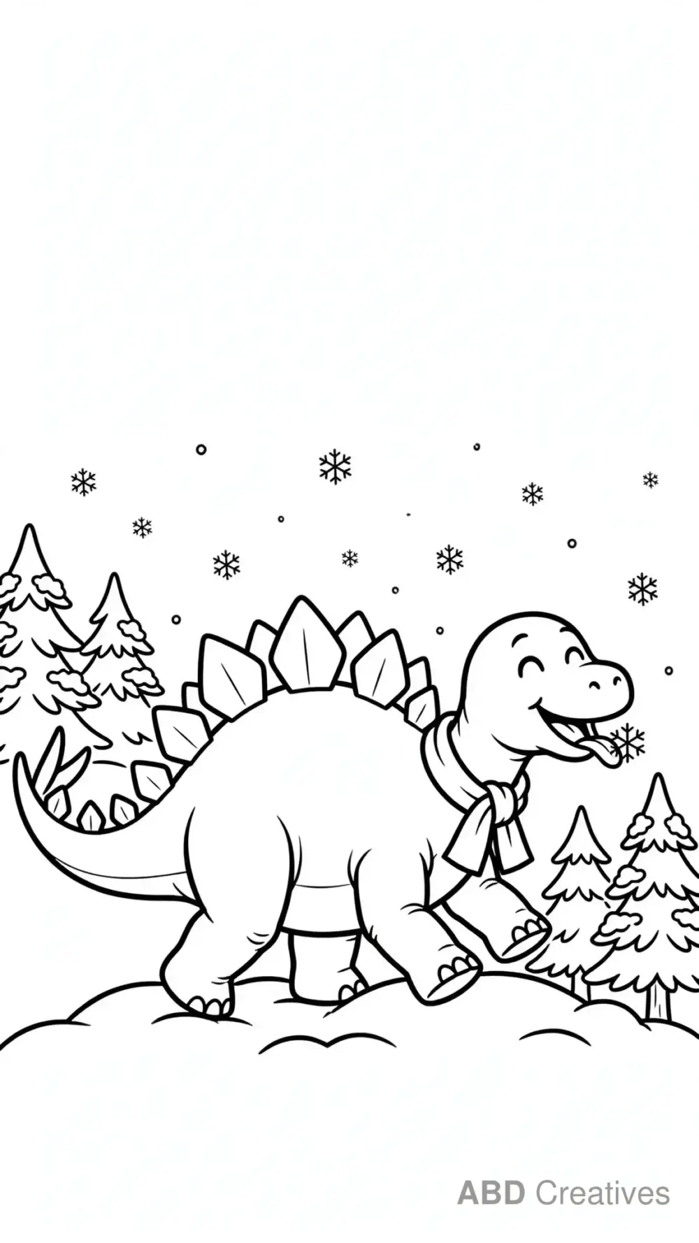 Stegosaurus in the Snow Coloring Page