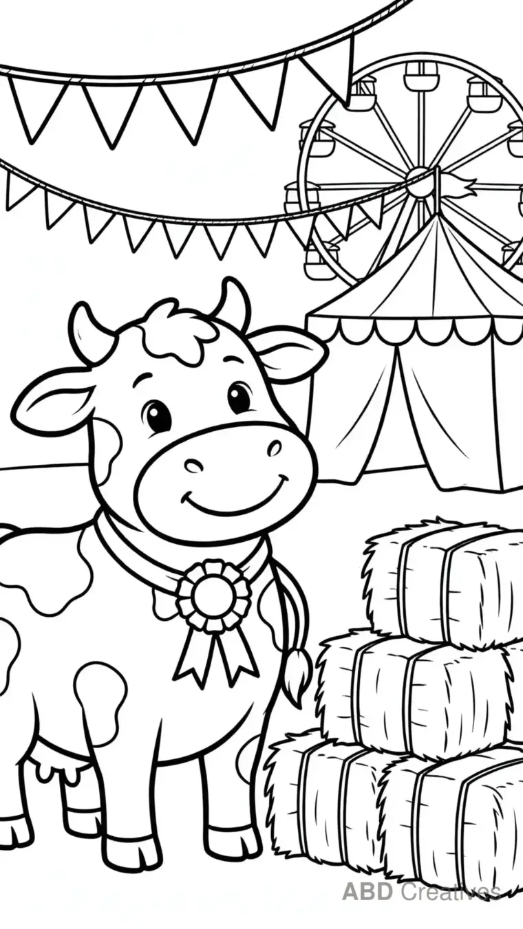 Cow at the County Fair Coloring Page