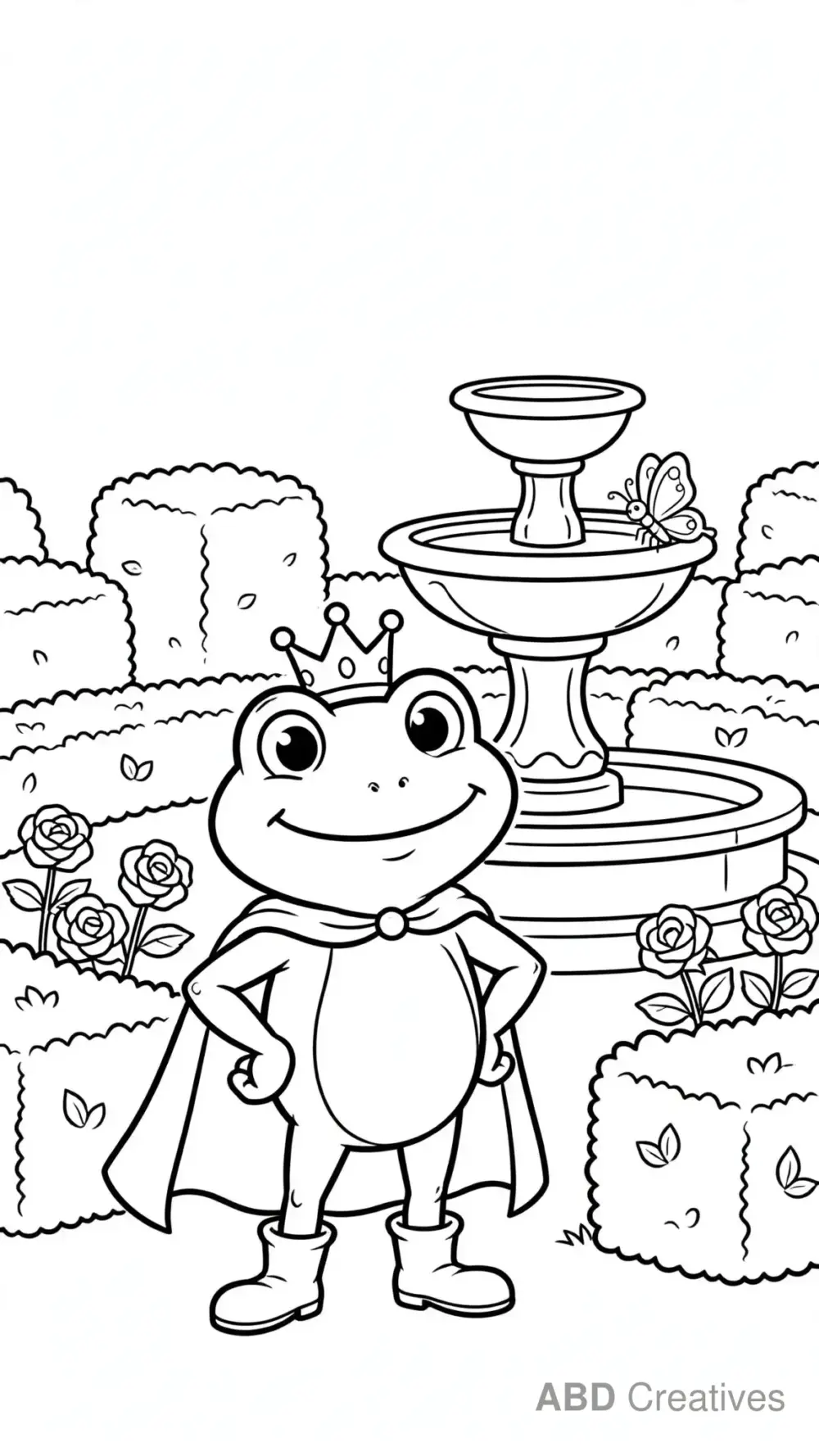 Frog Prince in a Royal Garden Coloring Page