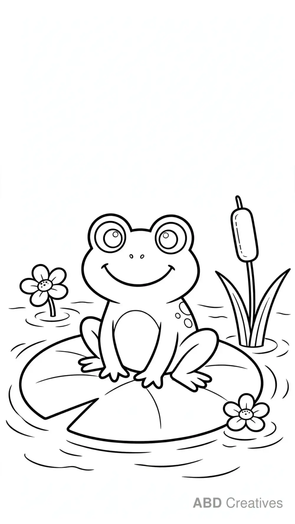 Frog Sitting on a Lily Pad Coloring Page
