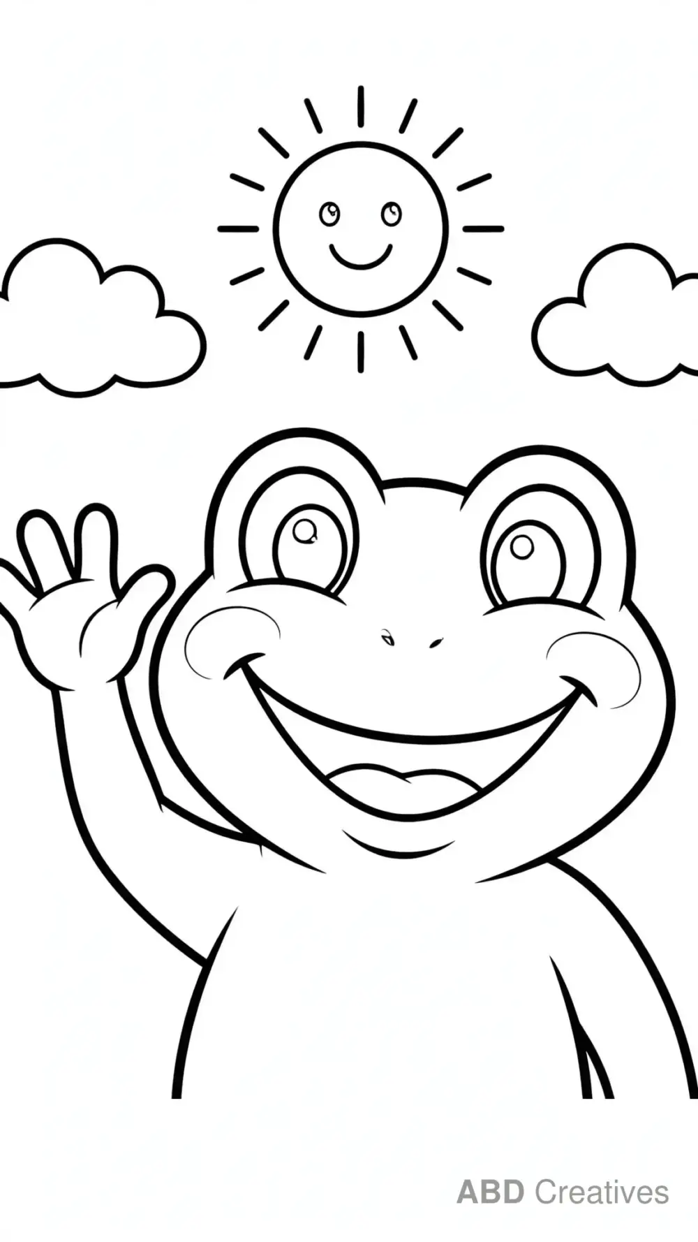 Frog Waving Hello Coloring Page