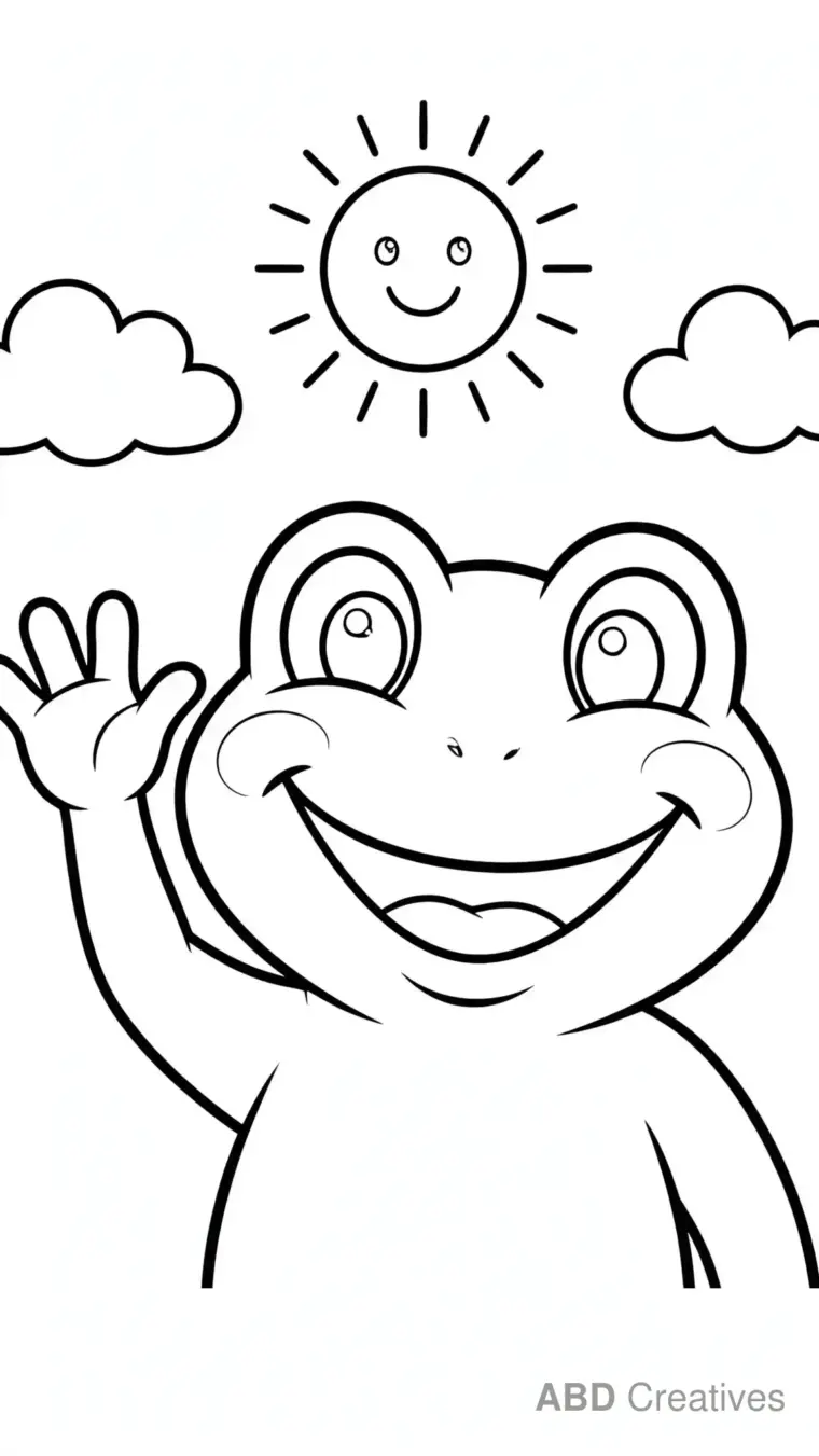 Frog Waving Hello Coloring Page