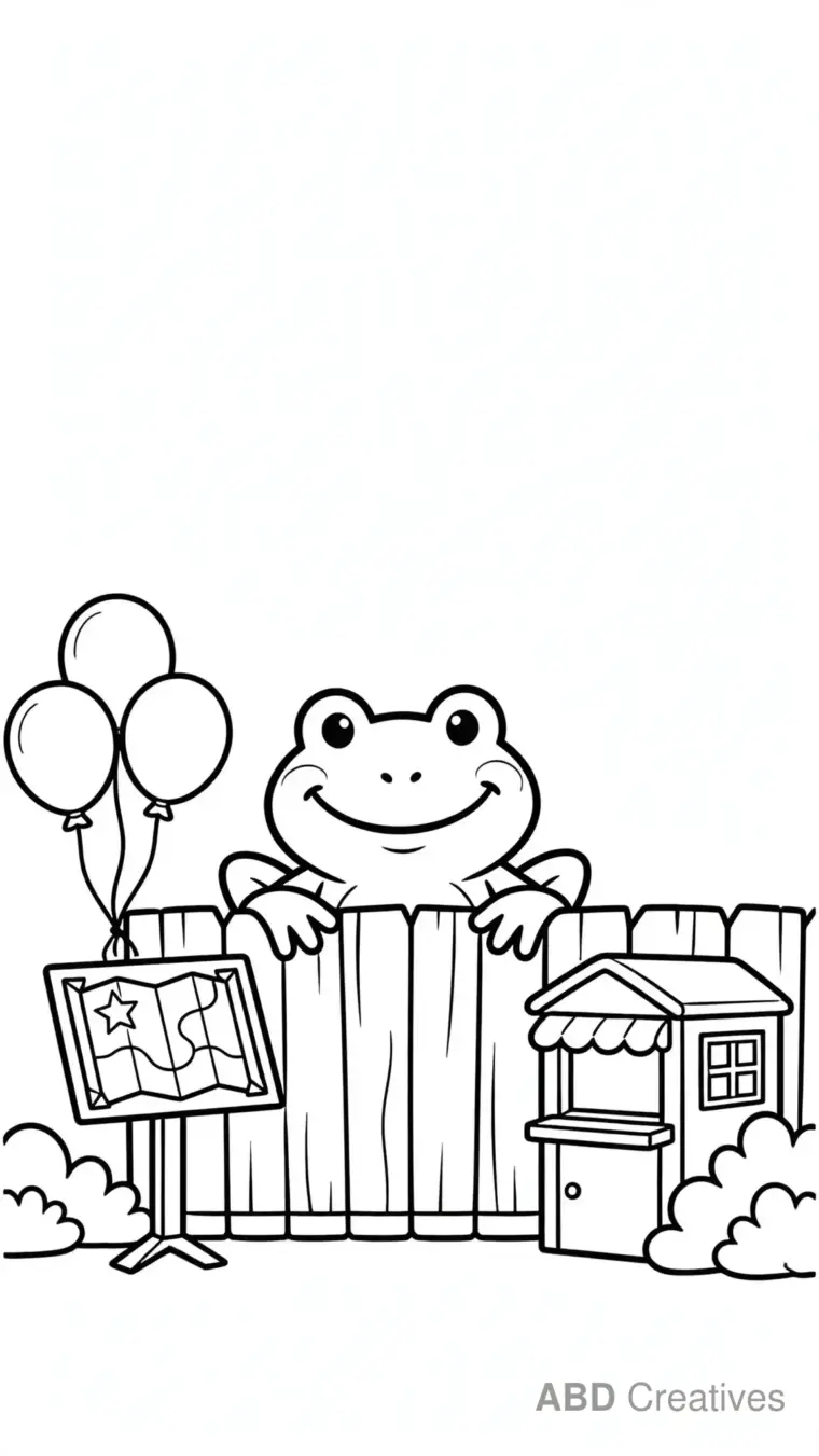 Frog at the Zoo Coloring Page