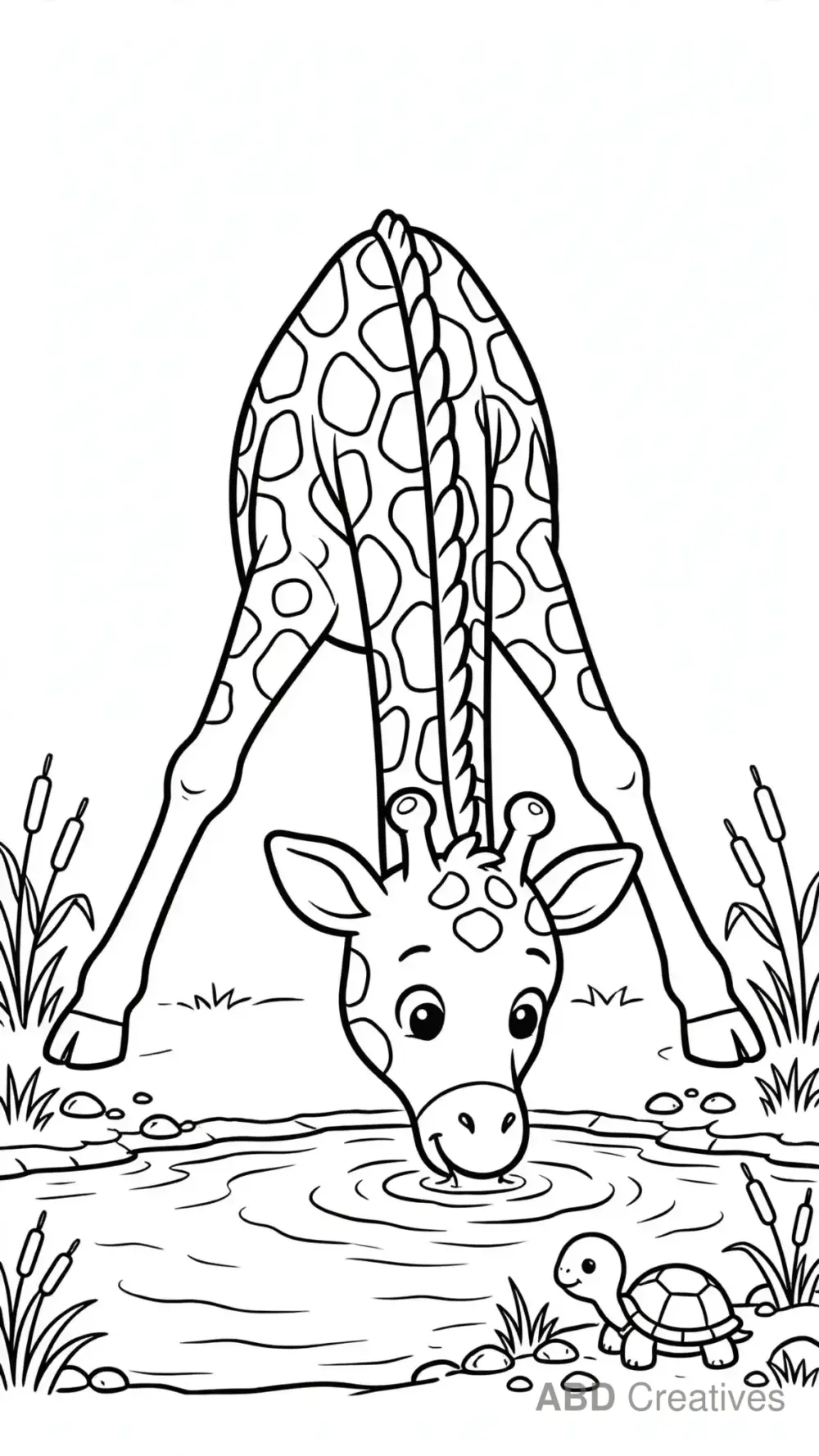 Giraffe Drinking Water Coloring Page