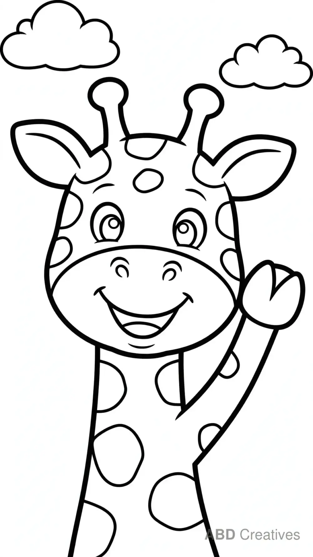 Giraffe Saying Hello Coloring Page