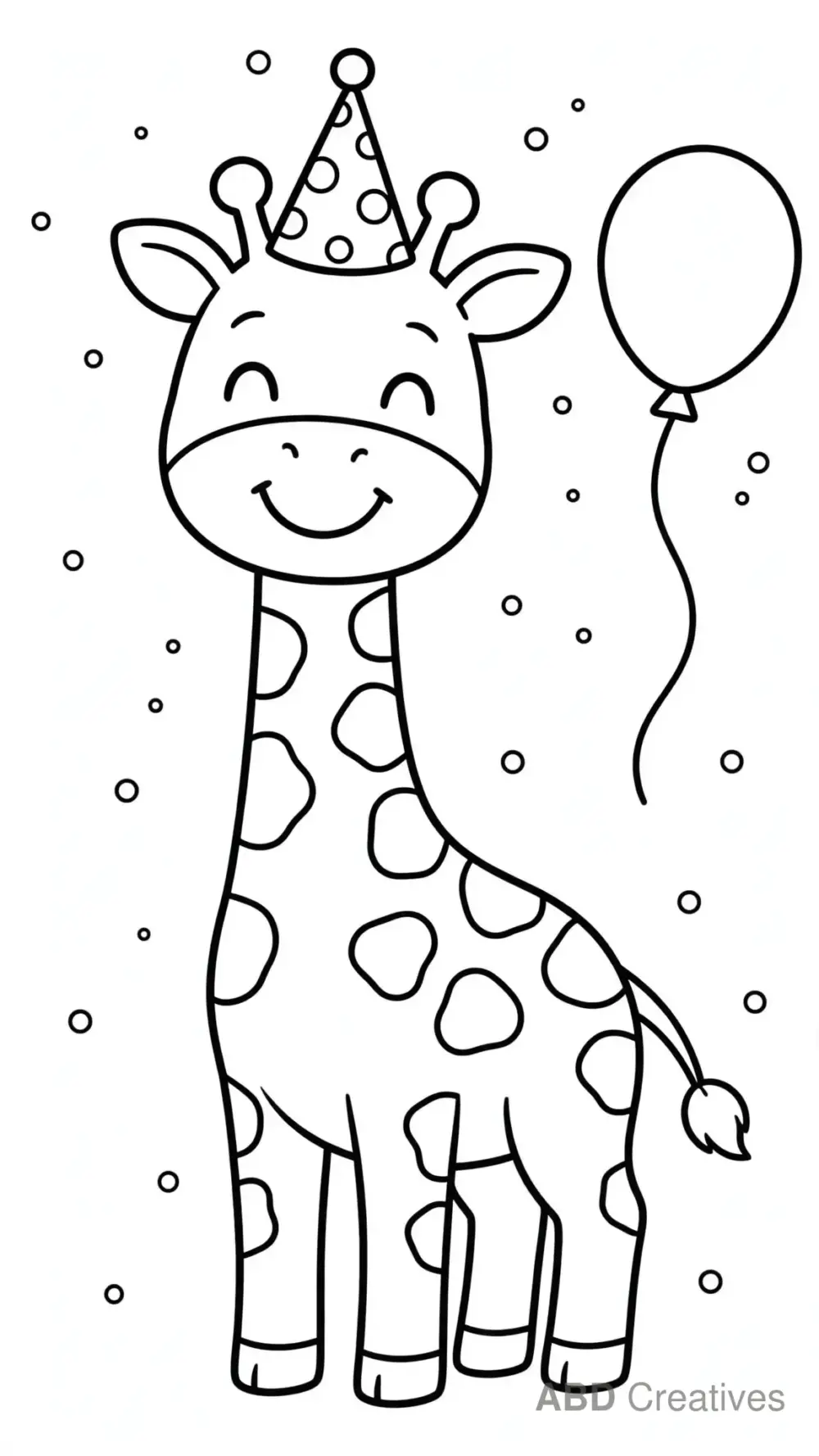 Giraffe Wearing a Party Hat Coloring Page