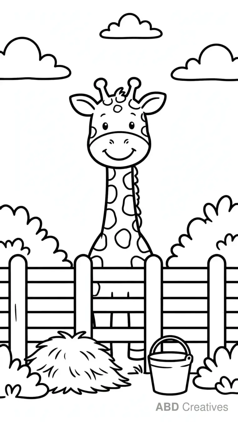 Giraffe at the Zoo Coloring Page