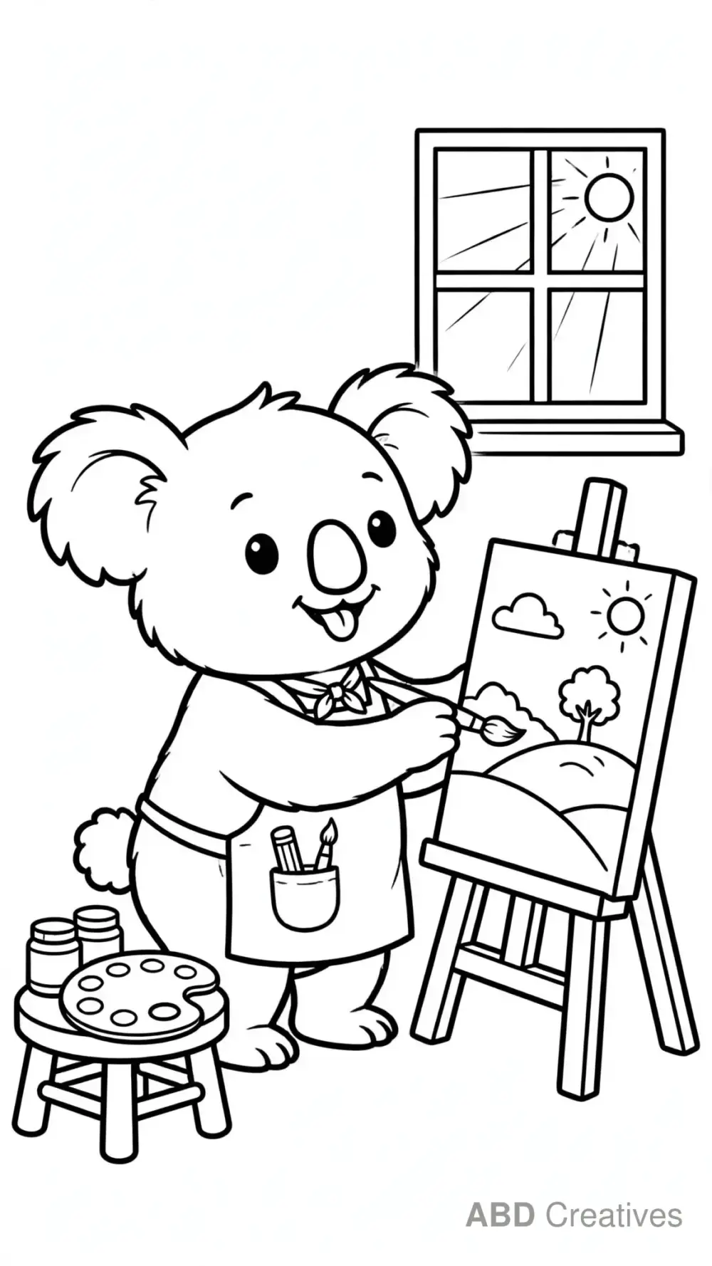 Koala Artist Painting a Picture Coloring Page