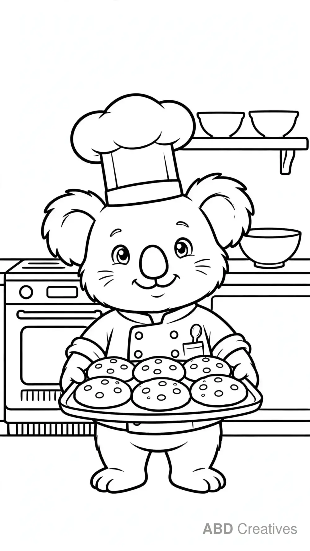 Koala Chef Baking Cookies Coloring Page