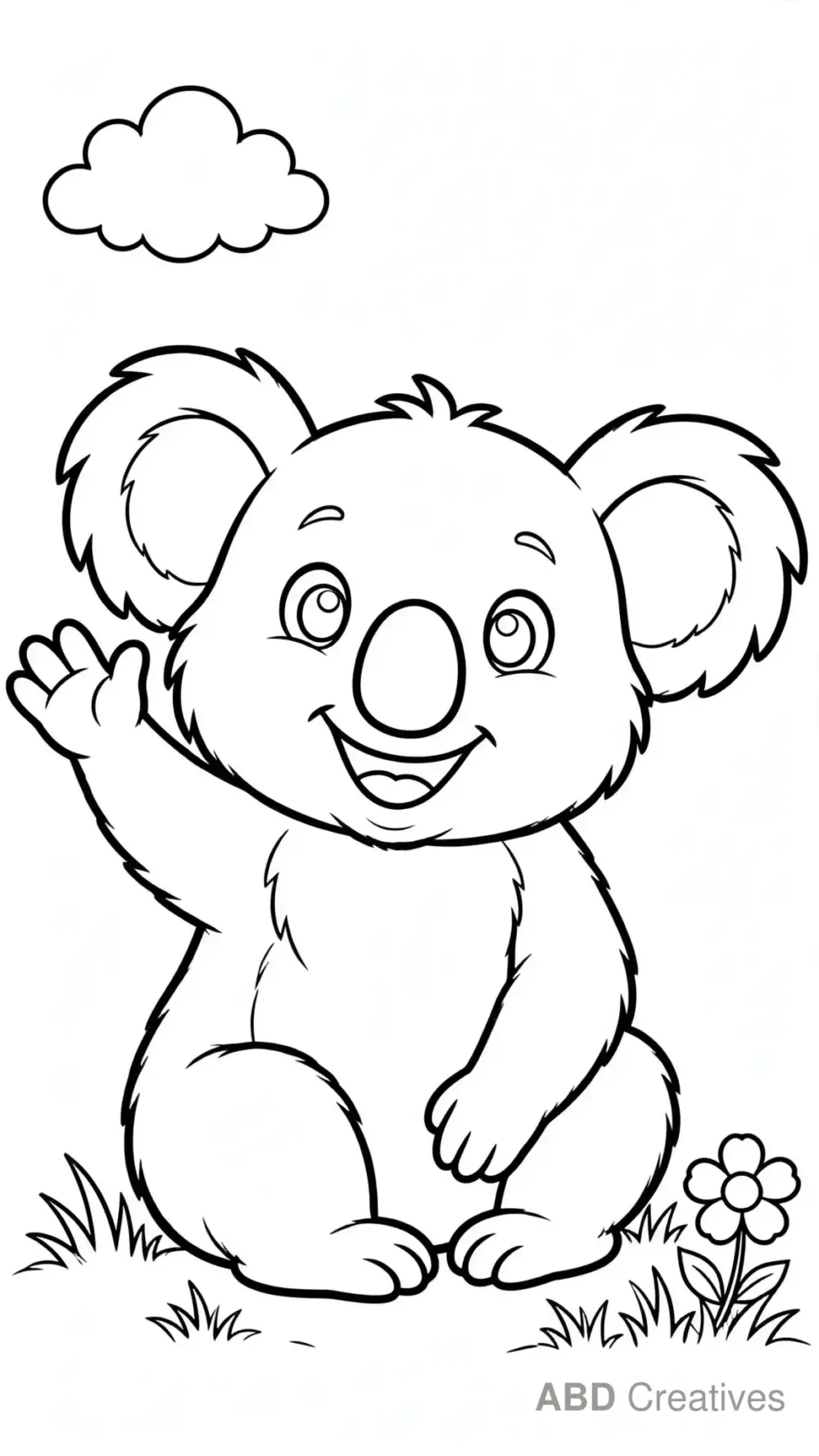 Koala Waving Hello Coloring Page