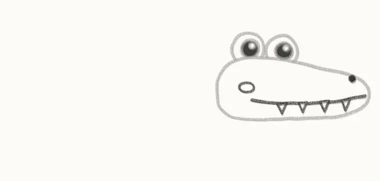 How to Draw a Cartoon Alligator, step 3: draw the smile and teeth