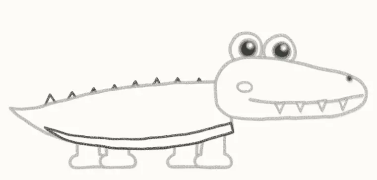 How to Draw a Cartoon Alligator, step 6: draw the bumps and belly