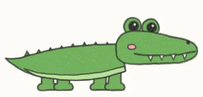 Finished cartoon alligator drawing, coloured