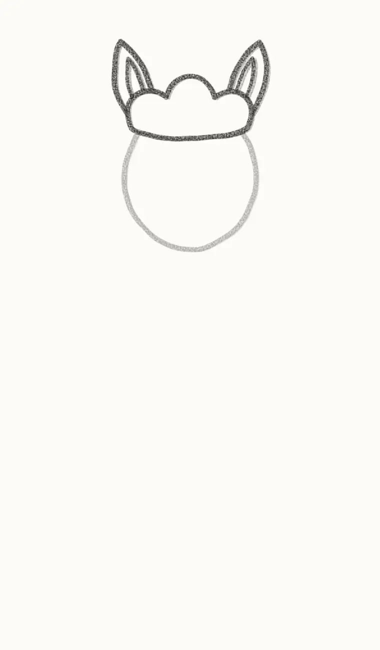 How to Draw a Cartoon Alpaca, step 2: add the ears and fluffy hair