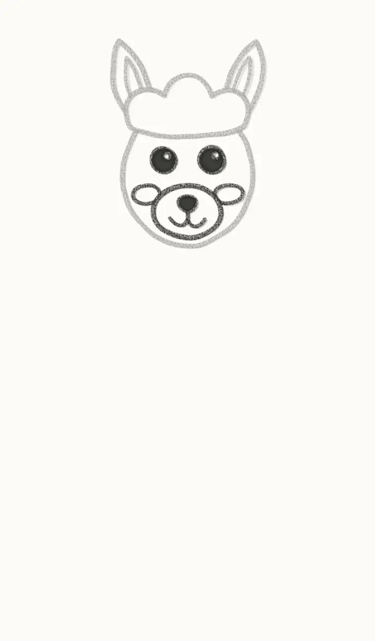 How to Draw a Cartoon Alpaca, step 3: draw the face