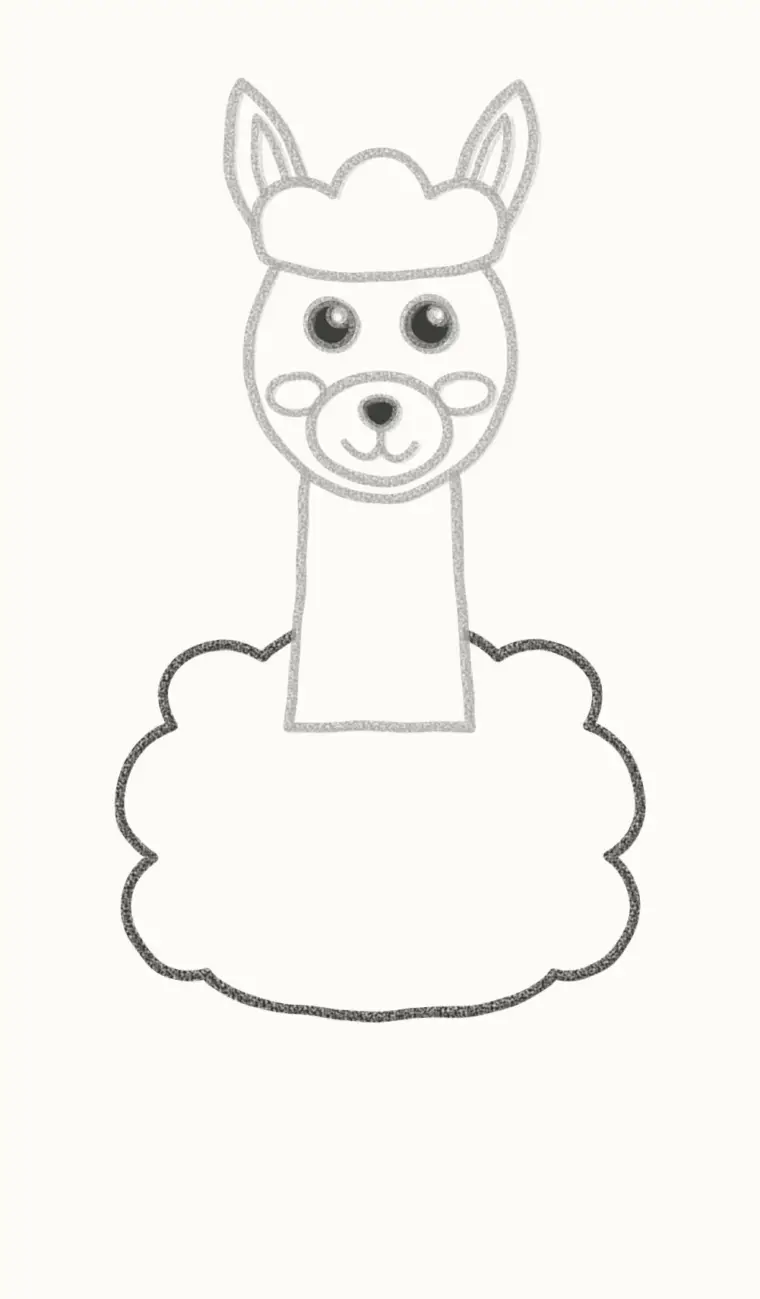 How to Draw a Cartoon Alpaca, step 5: draw the fluffy body