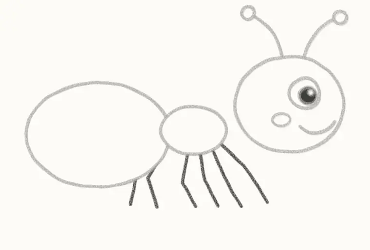 How to Draw a Cartoon Ant, step 5: add the six legs