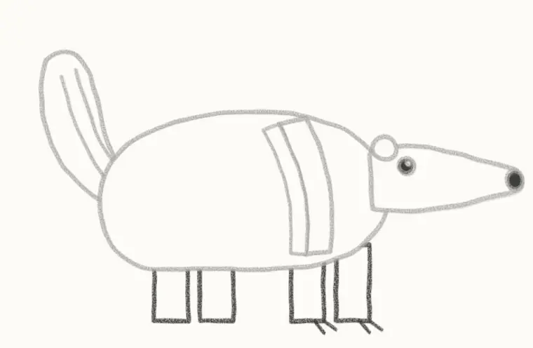 How to Draw a Cartoon Anteater, step 6: draw the legs