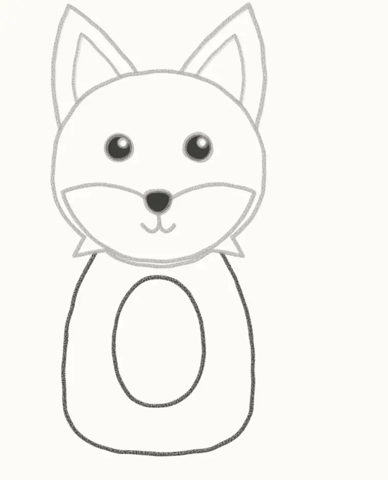 How to Draw a Cartoon Arctic Fox, step 5: draw the body