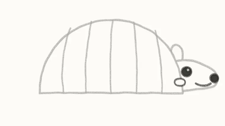 How to Draw a Cartoon Armadillo, step 4: draw the face