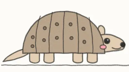 Finished cartoon armadillo drawing, coloured