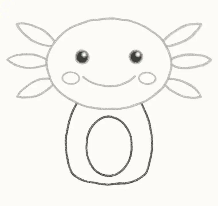 How to Draw a Cartoon Axolotl, step 5: draw the body