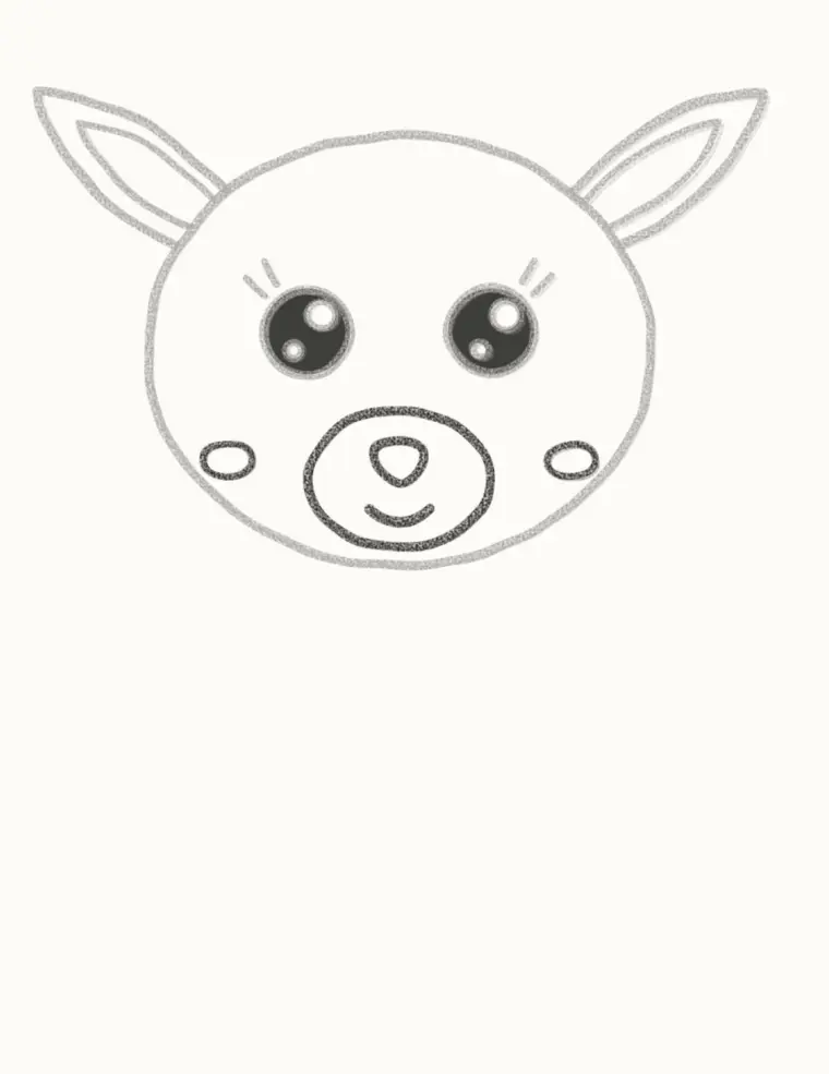 How to Draw a Cartoon Baby Deer, step 4: draw the muzzle