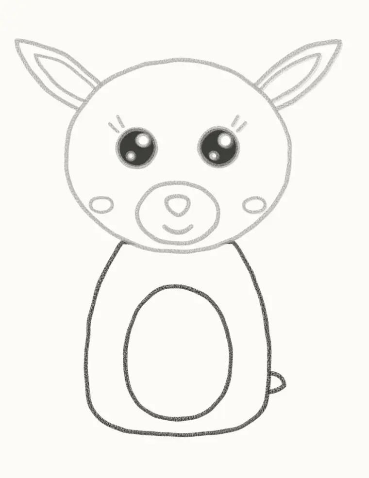 How to Draw a Cartoon Baby Deer, step 5: draw the small body