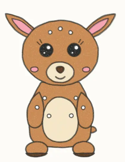Finished cartoon baby deer drawing, coloured