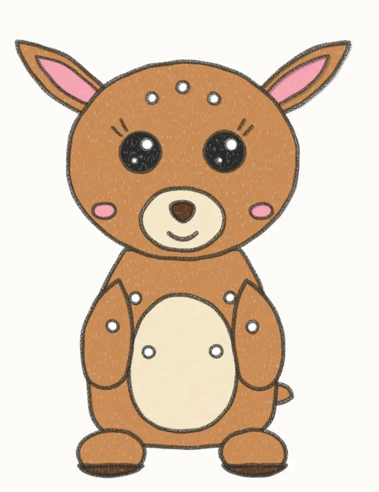 How to Draw a Cartoon Baby Deer, step 7 of 7: color your baby deer, pencil drawing
