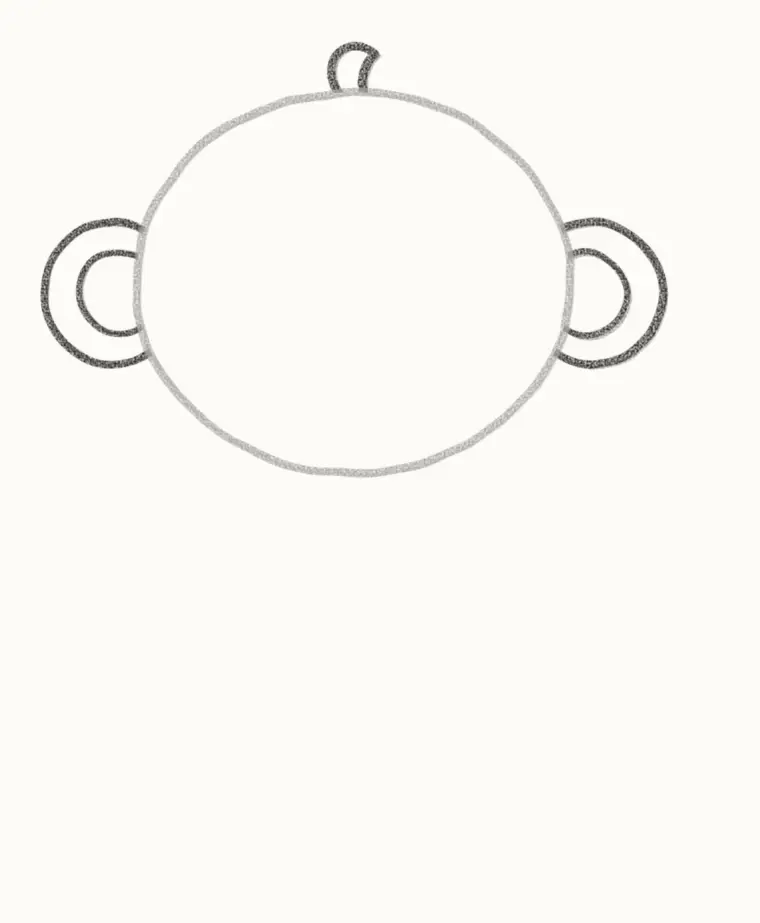 How to Draw a Cartoon Baby Monkey, step 2: add the round ears