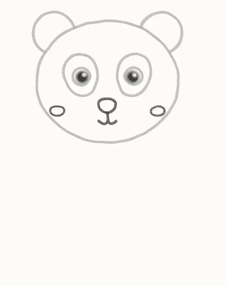 How to Draw a Cartoon Baby Panda, step 4: draw the nose and mouth