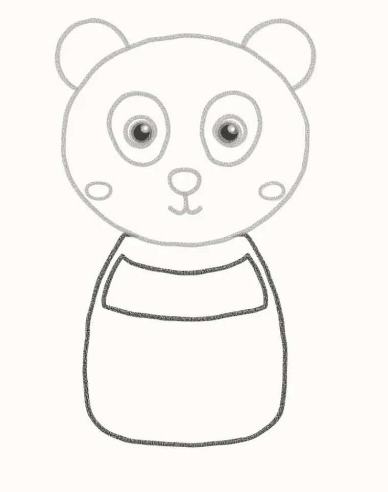 How to Draw a Cartoon Baby Panda, step 5: draw the small body