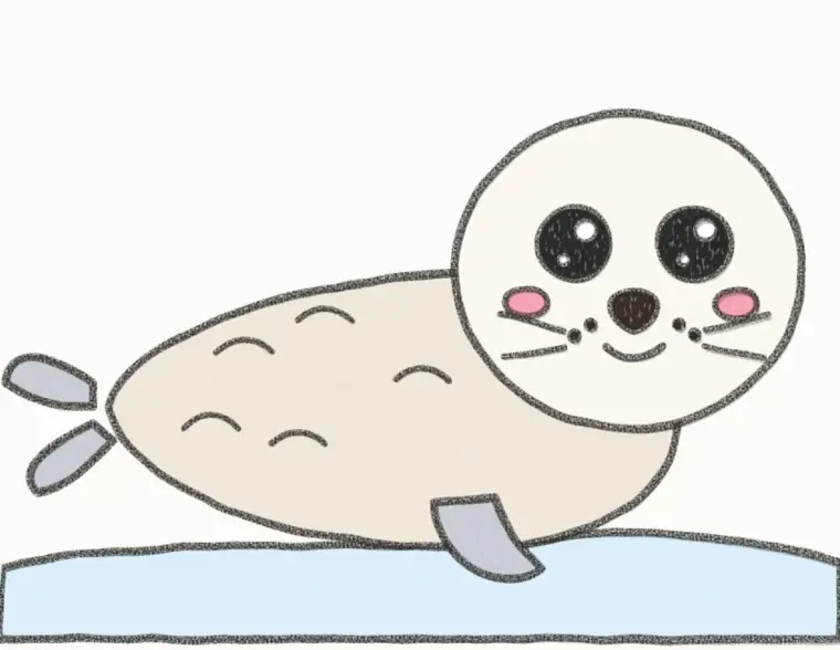 How to Draw a Cartoon Baby Seal, step 7 of 7: color your baby seal, pencil drawing