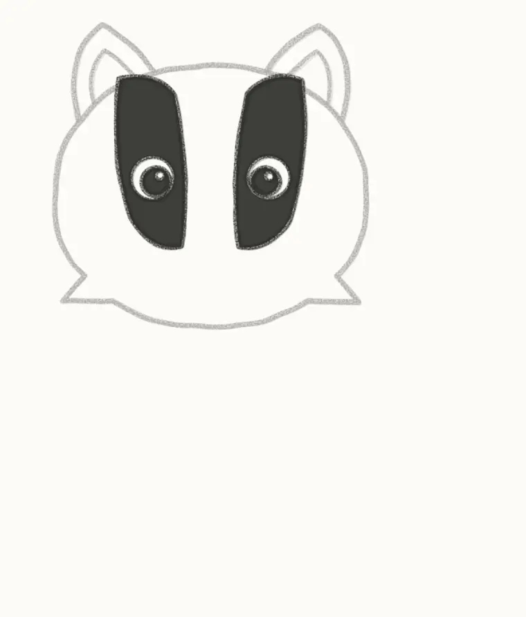 How to Draw a Cartoon Badger, step 3: draw the stripes and eyes