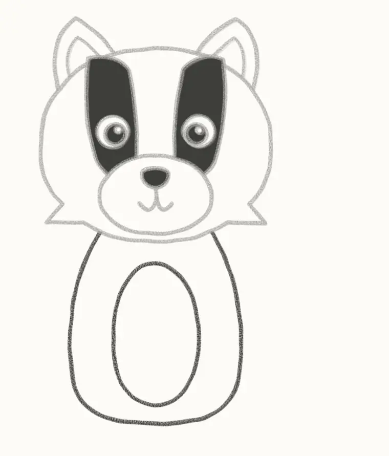How to Draw a Cartoon Badger, step 5: draw the body