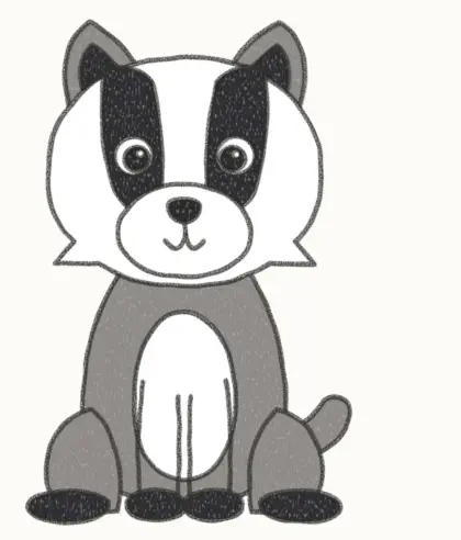 Finished cartoon badger drawing, coloured