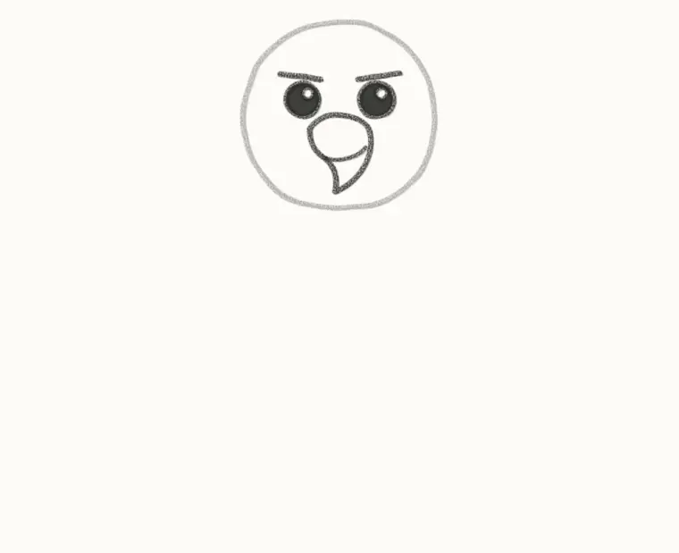 How to Draw a Cartoon Bald Eagle, step 2: add the eyes and beak