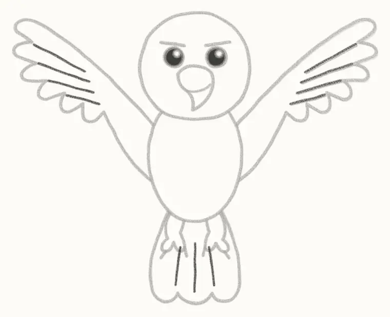How to Draw a Cartoon Bald Eagle, step 6: draw the feather lines