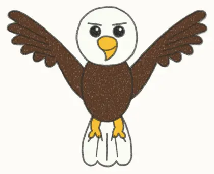 Finished cartoon bald eagle drawing, coloured
