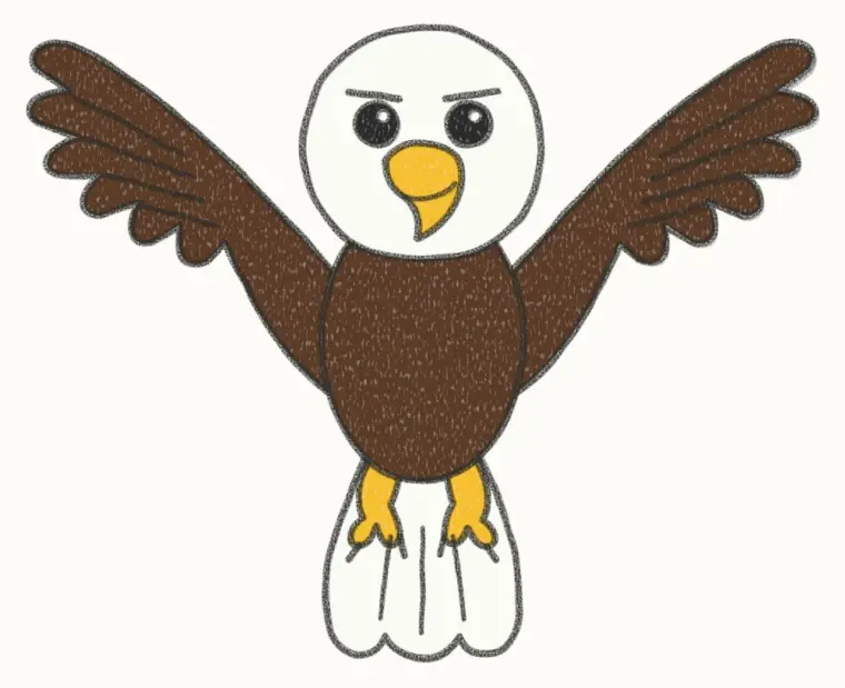 How to Draw a Cartoon Bald Eagle, step 7 of 7: color your bald eagle, pencil drawing