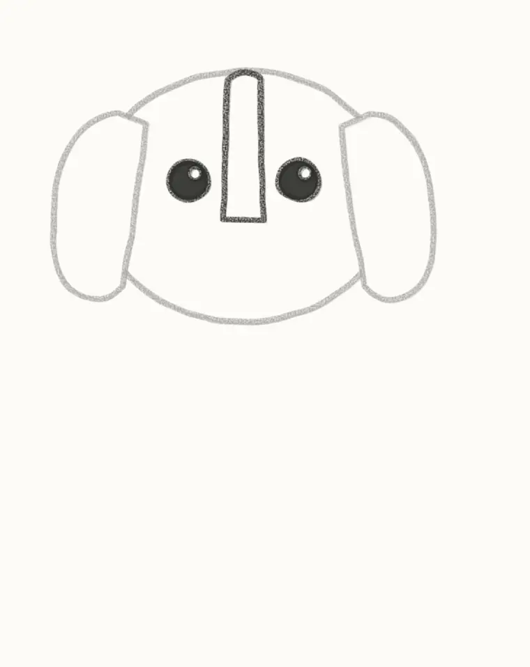 How to Draw a Cartoon Beagle, step 3: draw the white blaze and eyes