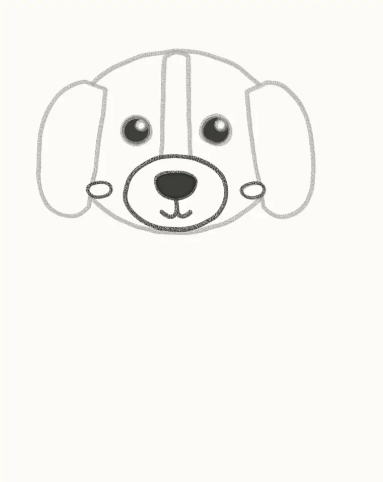 How to Draw a Cartoon Beagle, step 4: draw the muzzle