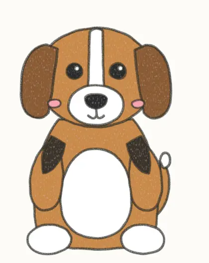 Finished cartoon beagle drawing, coloured