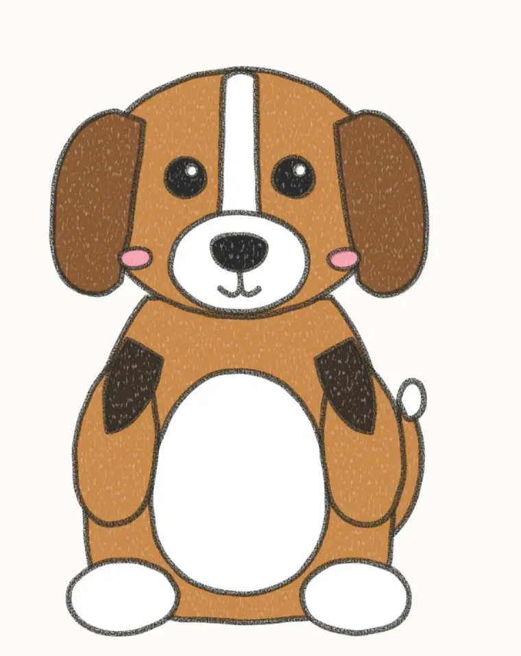 How to Draw a Cartoon Beagle, step 7 of 7: color your beagle, pencil drawing