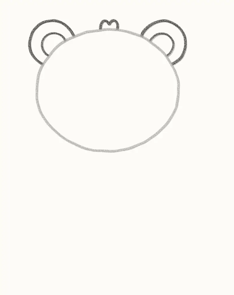 How to Draw a Cartoon Bear Cub, step 2: add the round ears