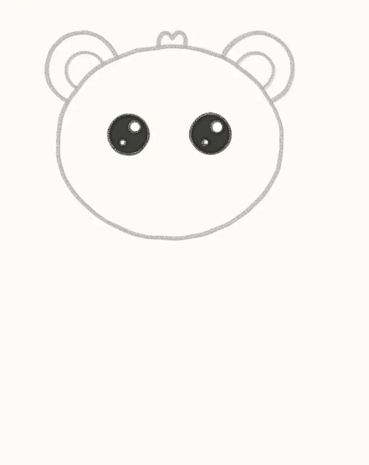 How to Draw a Cartoon Bear Cub, step 3: draw the big eyes