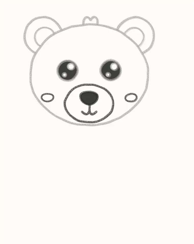 How to Draw a Cartoon Bear Cub, step 4: draw the muzzle