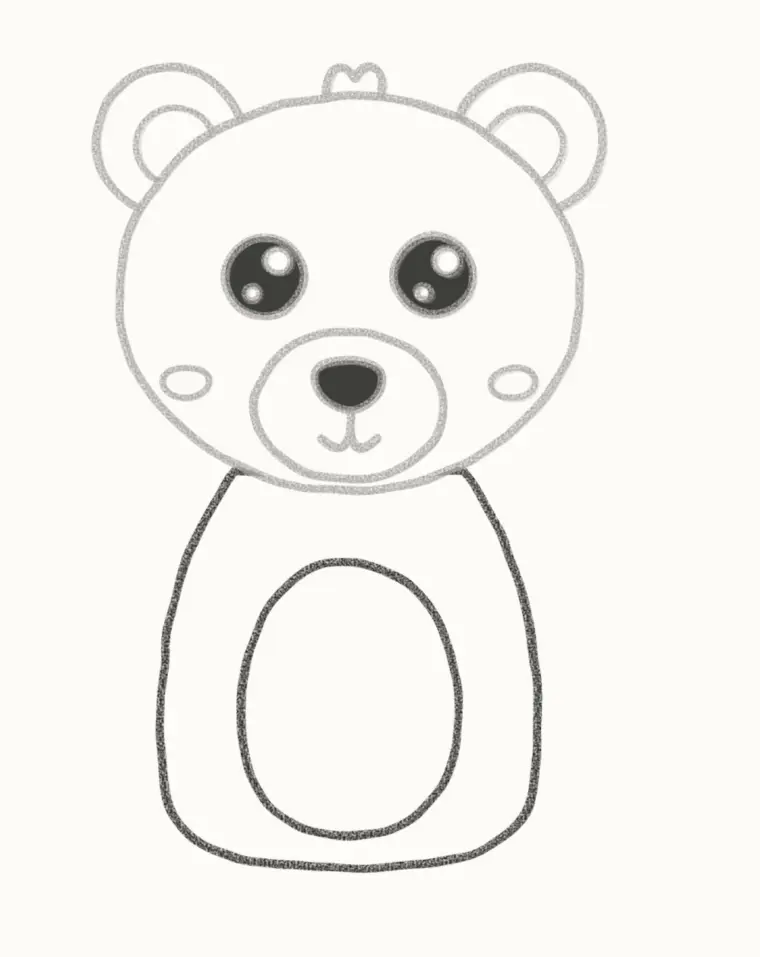 How to Draw a Cartoon Bear Cub, step 5: draw the small body